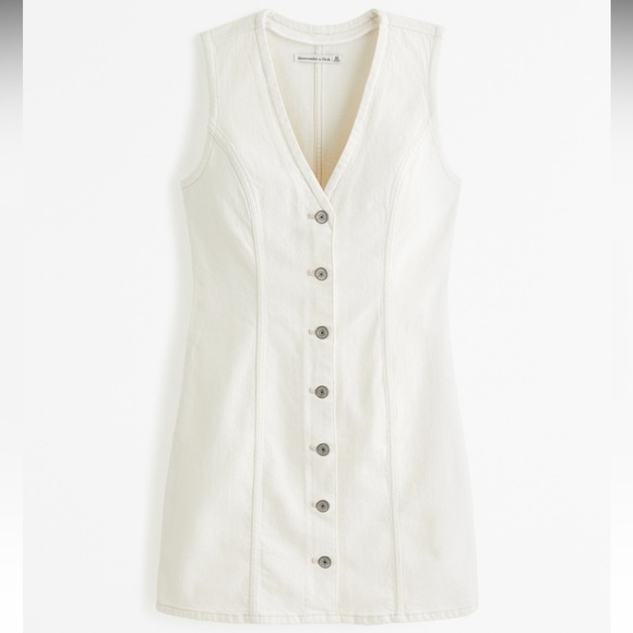 White Abercrombie denim vest dress - Picture 2 of 4